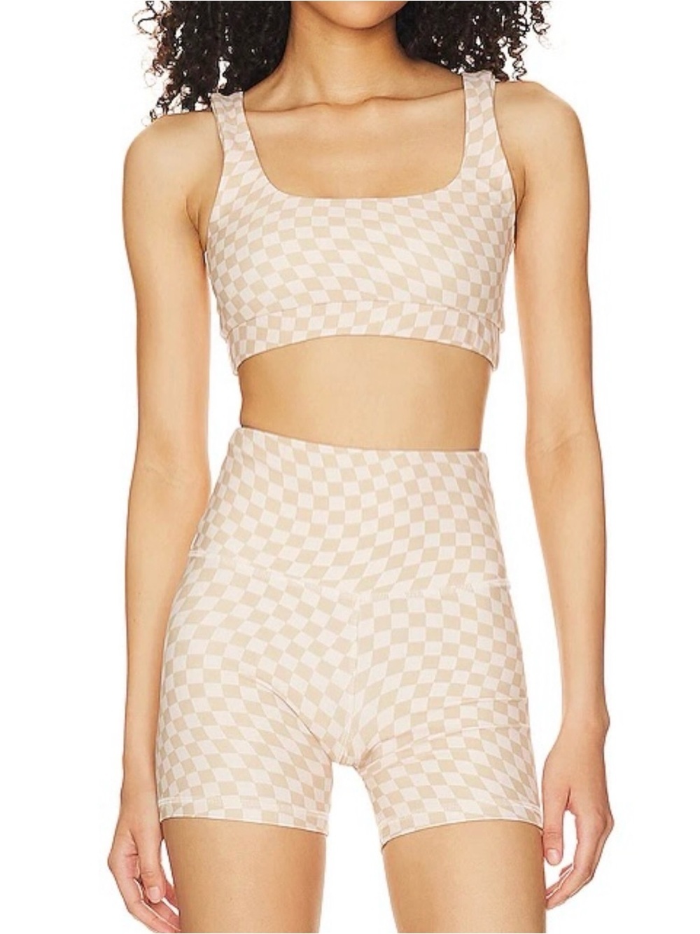 Wilo the Label | Checkered Cream/Brown Matching Workout Set Activewear Workout